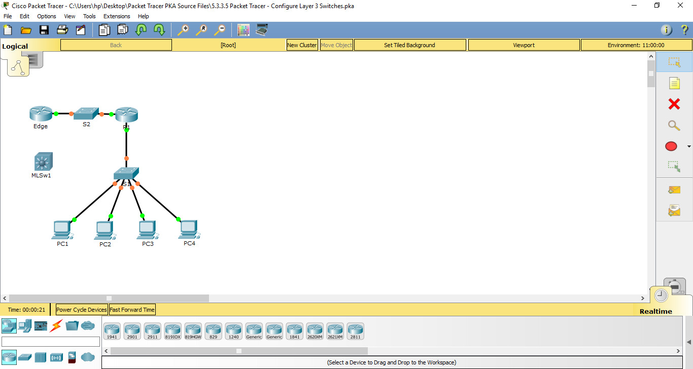 5.3.3.5 Packet Tracer - Configure Layer 3 Switches Instructions Answers 5