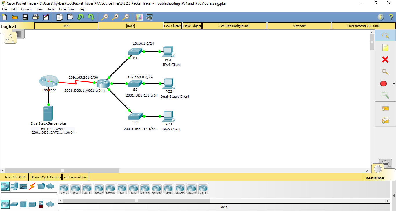 7.3.2.9/8.3.2.8 Packet Tracer - Troubleshooting IPv4 and IPv6 Addressing - Instructions Answers 3