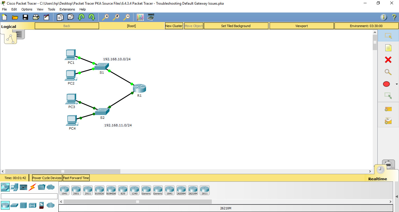 6.4.3.4 Packet Tracer - Troubleshooting Default Gateway Issues (Answers) 1