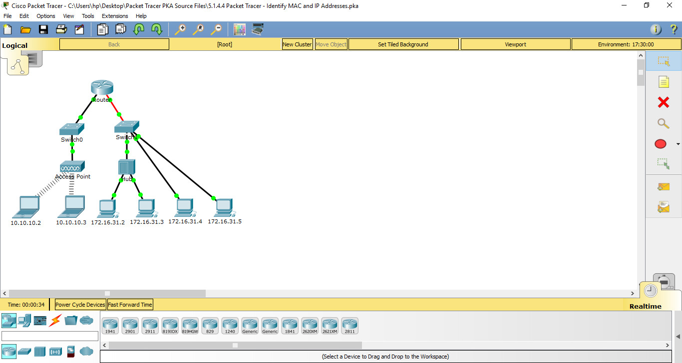 5.1.4.4 Packet Tracer - Identify MAC and IP Addresses Instructions Answers 3