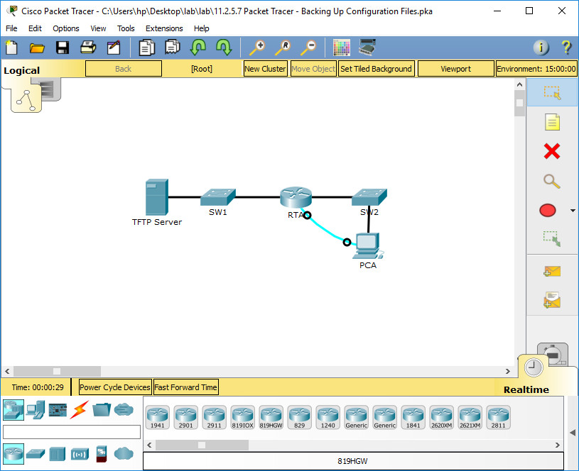 10.3.1.8 Packet Tracer - Backing Up Configuration Files Instructions Answers 8
