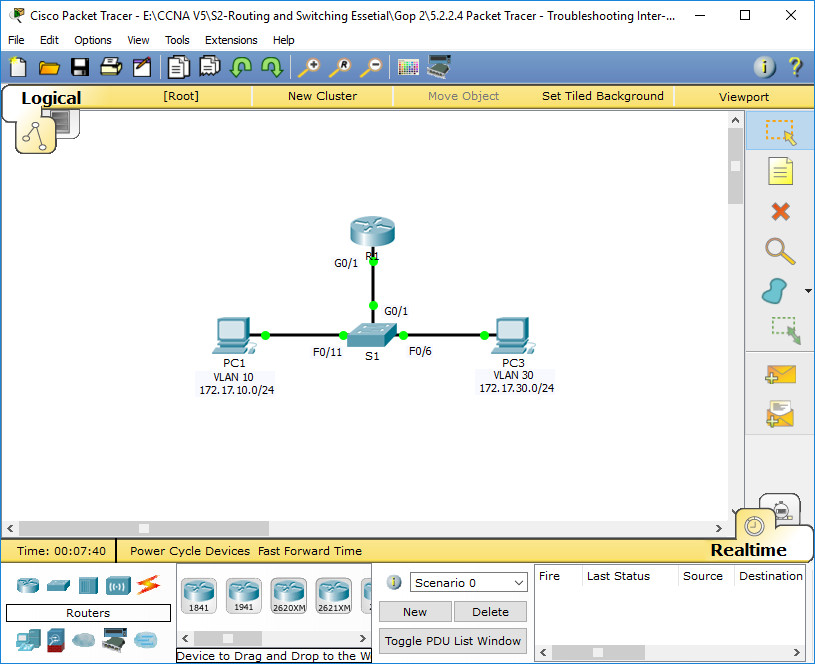 5.2.2.4 Packet Tracer - Troubleshooting Inter-VLAN Routing Routing Instructions Answers 22
