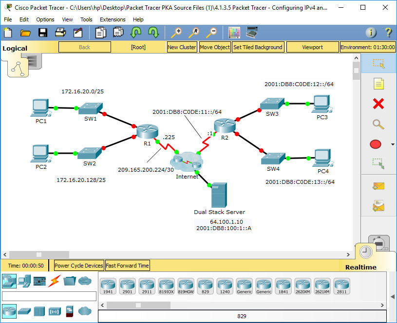 1.1.3.5 Packet Tracer - Configuring IPv4 and IPv6 Interfaces Instructions Answers 5