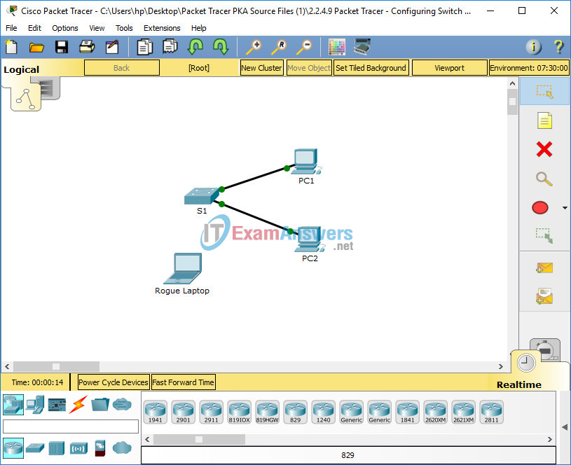 5.2.2.7 Packet Tracer - Configuring Switch Port Security Instructions Answers 3