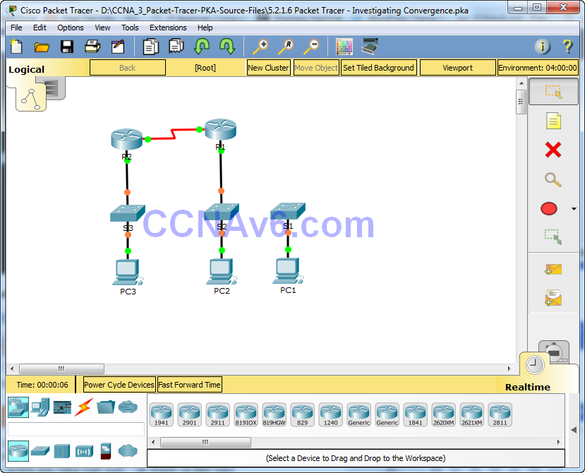 5.2.1.6 Packet Tracer - Investigating Convergence Instructions Answers 1