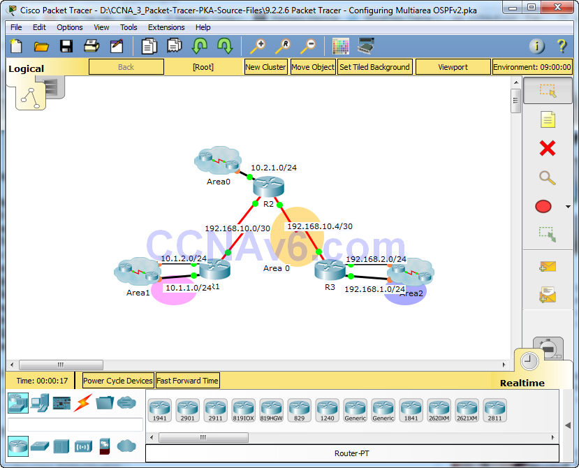 9.2.2.6 Packet Tracer - Configuring Multiarea OSPFv2 Instructions Answers 27