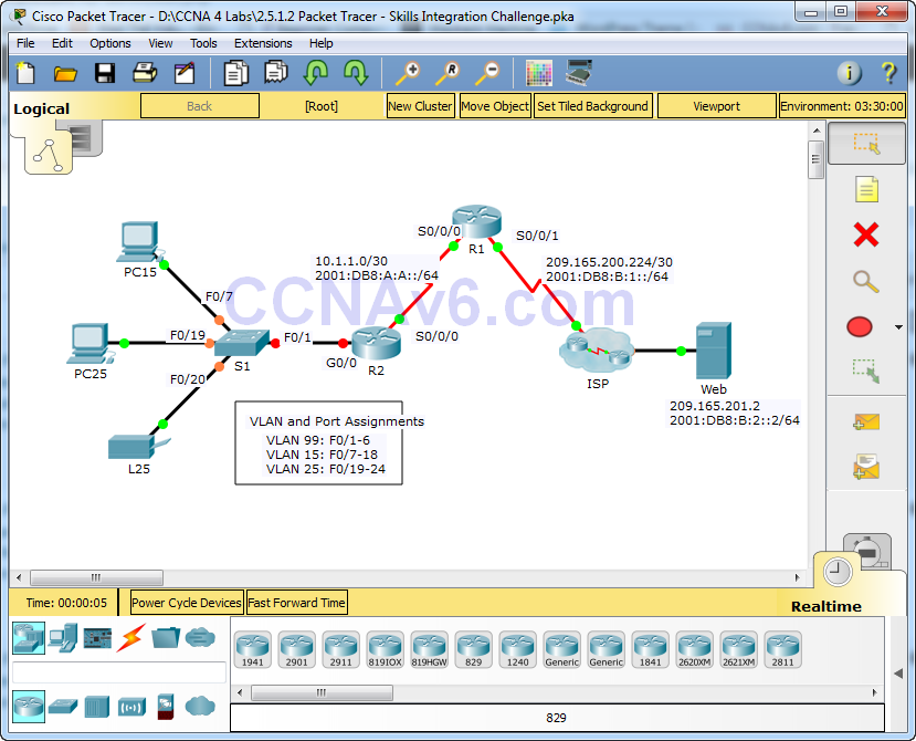 2.5.1.2 Packet Tracer - Skills Integration Challenge Answers 1