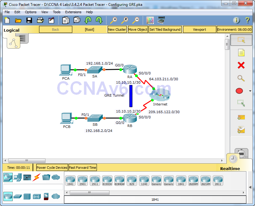 3.4.2.4 Packet Tracer - Configuring GRE Answers 5