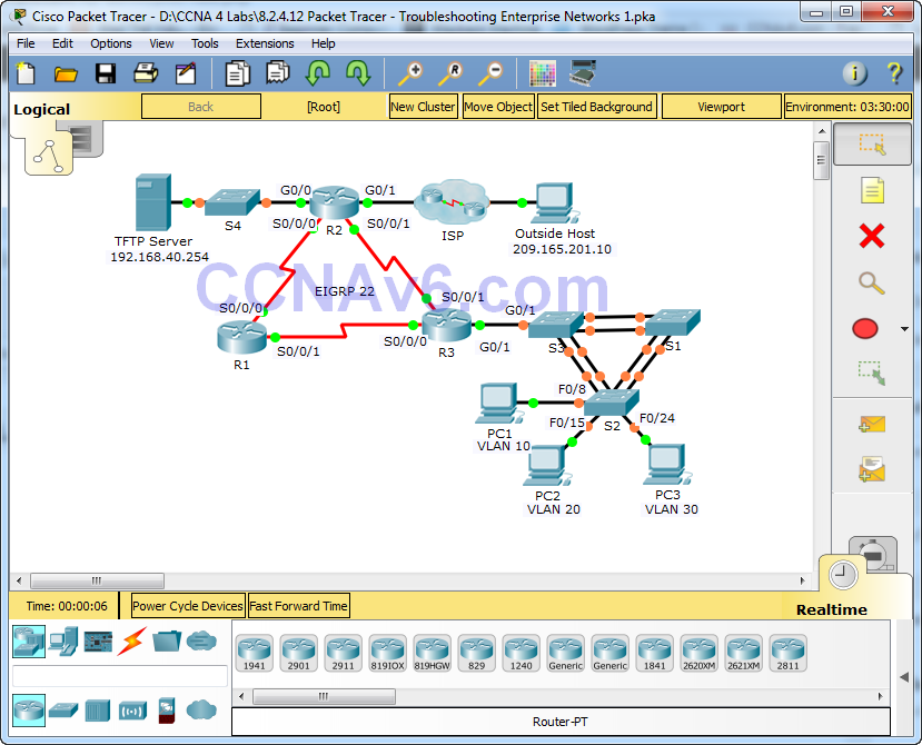 8.2.4.12 Packet Tracer - Troubleshooting Enterprise Networks 1 Instructions Answers 17
