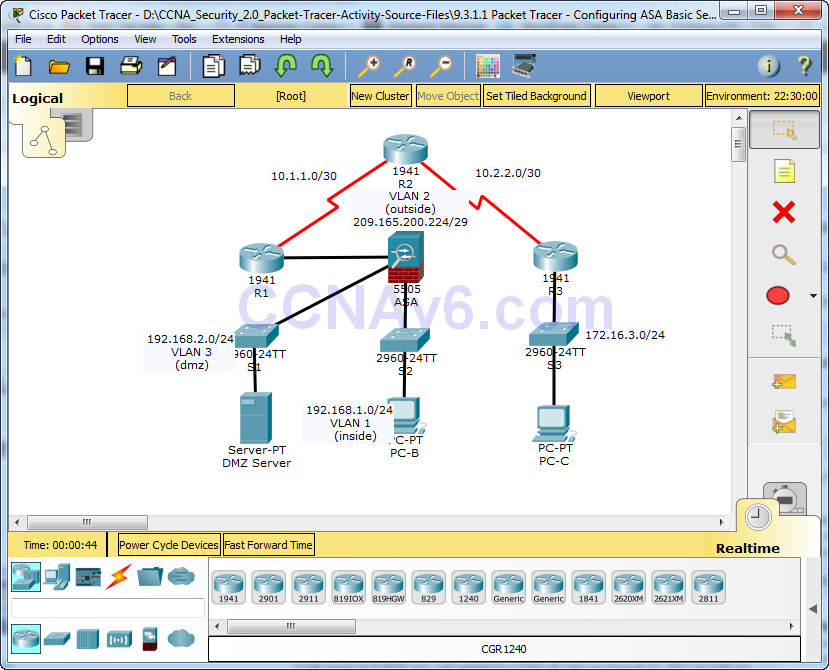 9.3.1.1 Packet Tracer - Configuring ASA Basic Settings and Firewall Using CLI Answers 4