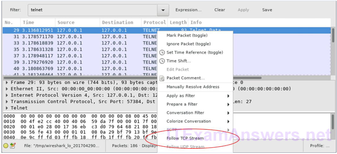 9.1.1.8 Lab – Examining Telnet and SSH in Wireshark (Instructor Version) 1