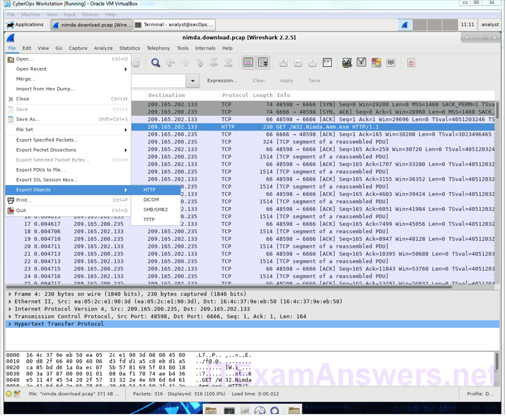 12.2.2.10 Lab – Extract an Executable from a PCAP (Instructor Version) 5