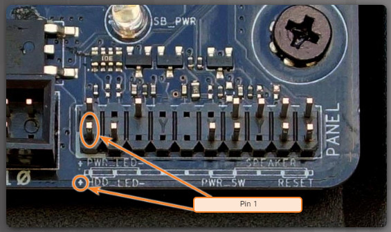 System Panel Connectors Pin 1 Indicator