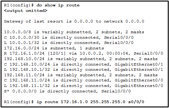 CCNA 2 v7 Modules 14 - 16: Routing Concepts and Configuration Exam Answers 16