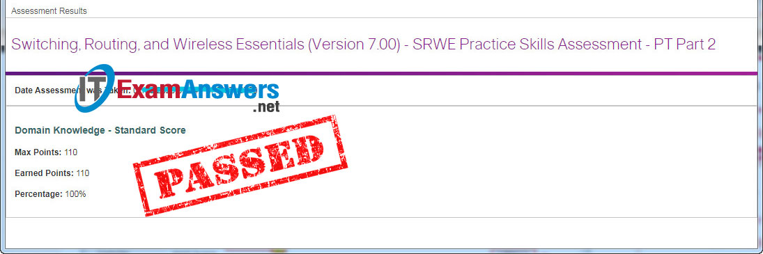 CCNA 2: SRWE Practice PT Skills Assessment (PTSA) - Part 2 Answers 68