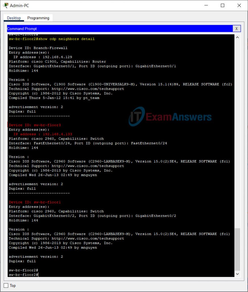 10.1.5 Packet Tracer - Use CDP to Map a Network (Answers)