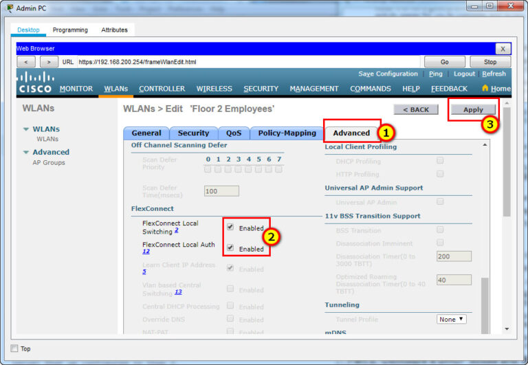 13.3.12 Packet Tracer – Configure a WPA2 Enterprise WLAN on the WLC ...