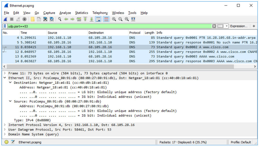 wireshark filter dns query name