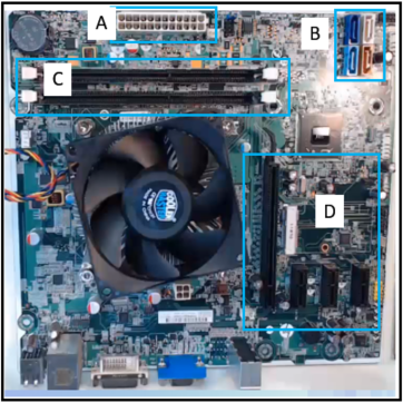 Refer to the exhibit. A technician has been asked to install a video card. Which section of the motherboard will the technician use to install the card? 2