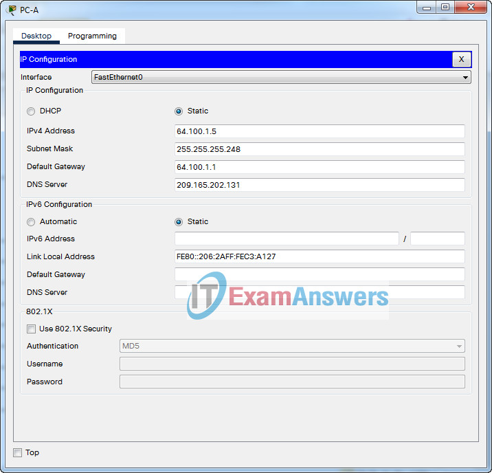 ENSA (Version 7.00) Final PT Skills Assessment Exam (PTSA) Answers 10