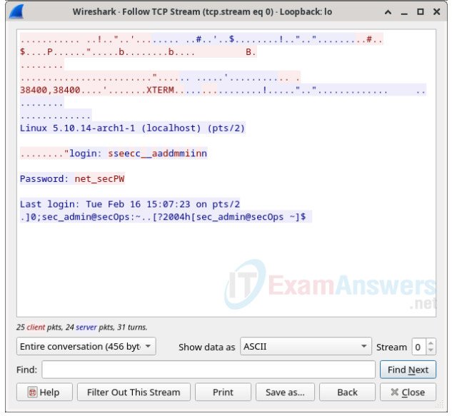 16.3.12 Lab - Examining Telnet and SSH in Wireshark Answers 5