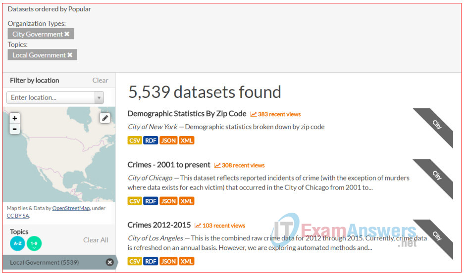 1.2.2.3 Lab - Explore Sources of Open Data Answers 33