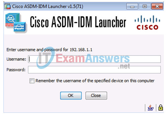 10.1.4.8 Lab - Configure ASA 5505 Basic Settings and Firewall Using ASDM Answers 41