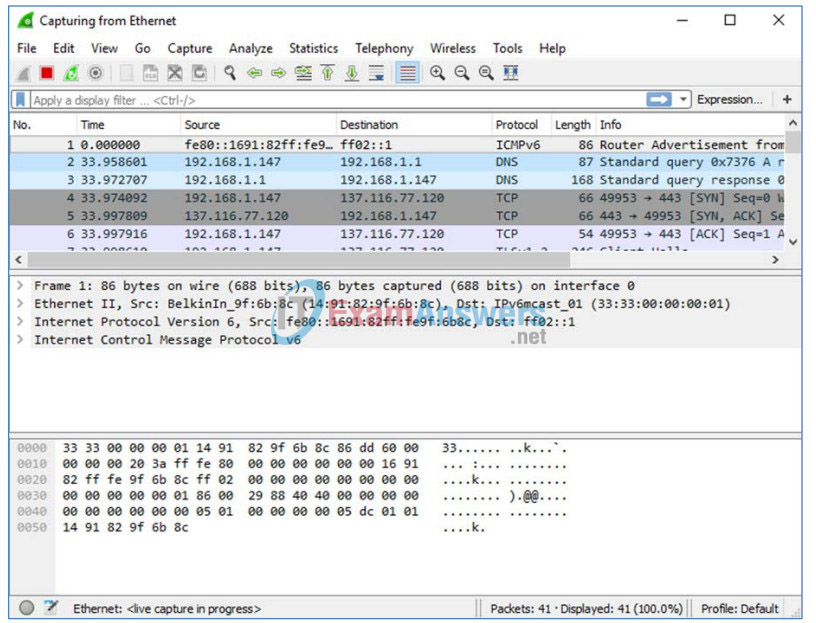 3.4.1.2 Lab - Using Wireshark to View Network Traffic Answers 39