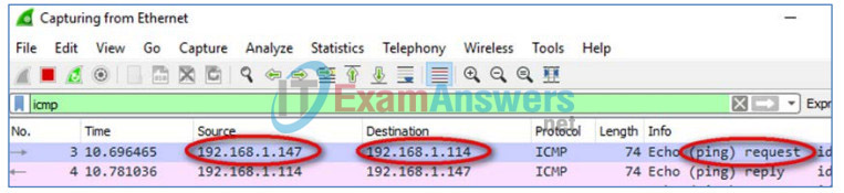 3.4.1.2 Lab - Using Wireshark to View Network Traffic Answers 45