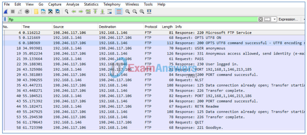 9.2.4.3 Lab - Using Wireshark to Examine TCP and UDP Captures Answers 36