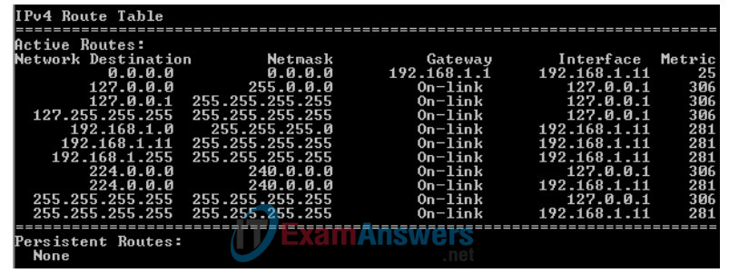 Appendix Lab - Viewing Host Routing Tables Answers 9