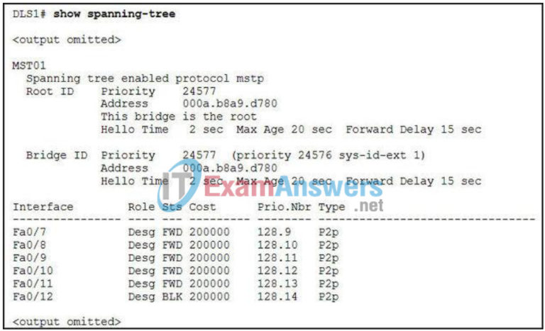 CCNP SWITCH (Version 6.0) Chapter 3 Exam Answers