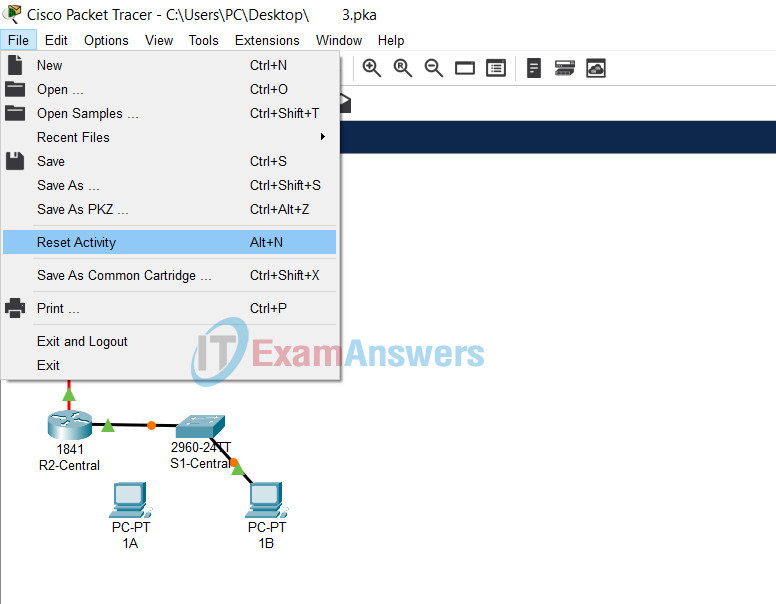 How to Reset Activity Packet Tracer .PKA file 3