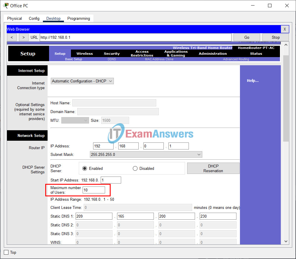 4.4.4 Packet Tracer - Configure a Wireless Router and Client Answers 32